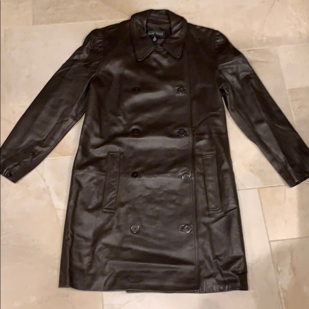 Chocolate Brown Leather Coat